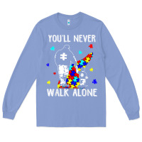 Colony Blue autism dad you will never walk alone support autism son t shirt Long Sleeve Tee - linhVisuals