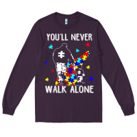 Plum autism dad you will never walk alone support autism son t shirt Long Sleeve Tee - linhVisuals