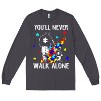 Smoke autism dad you will never walk alone support autism son t shirt Long Sleeve Tee - linhVisuals