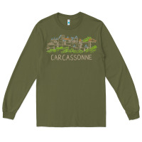 Army Green carcassonne france unique hand drawn art gift men women t shirt Long Sleeve Tee - linhVisuals