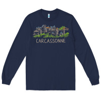 Navy carcassonne france unique hand drawn art gift men women t shirt Long Sleeve Tee - linhVisuals