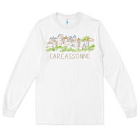 White carcassonne france unique hand drawn art gift men women t shirt Long Sleeve Tee - linhVisuals
