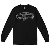Black cybertrucks line art pocket futuristic ev truck cyber design t shirt Long Sleeve Tee - linhVisuals