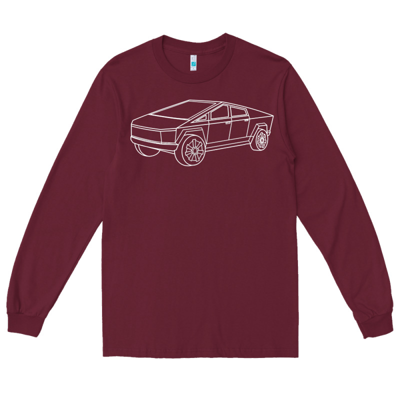 Cybertrucks Line Art Pocket Futuristic Ev Truck Cyber Design T Shirt Long Sleeve Tee by linhVisuals | Teevron