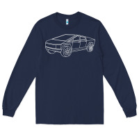 Navy cybertrucks line art pocket futuristic ev truck cyber design t shirt Long Sleeve Tee - linhVisuals