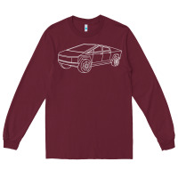 Burgundy cybertrucks line art pocket futuristic ev truck cyber design t shirt Long Sleeve Tee - linhVisuals