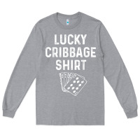 Heather Grey funny cribbage shirt lucky card game player lover gift t shirt Long Sleeve Tee - linhVisuals