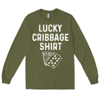 Army Green funny cribbage shirt lucky card game player lover gift t shirt Long Sleeve Tee - linhVisuals