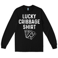 Black funny cribbage shirt lucky card game player lover gift t shirt Long Sleeve Tee - linhVisuals