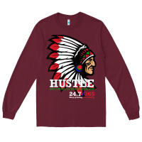 Burgundy hustle 247 gang clothing native american men gift t shirt t shirt Long Sleeve Tee - linhVisuals