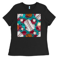 Baseball  Uniform With Turquoise Gemstone Seamless Pattern Ladies Tee | Teevron