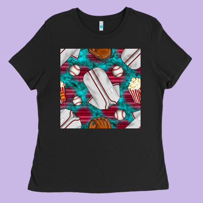Baseball  Uniform With Turquoise Gemstone Seamless Pattern Ladies Tee Designed By Bundleandbundleshop