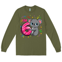 Army Green kids 6th birthday shirt for girls koala bear 6 years old t shirt Long Sleeve Tee - linhVisuals