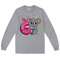 Heather Grey kids 6th birthday shirt for girls koala bear 6 years old t shirt Long Sleeve Tee - linhVisuals
