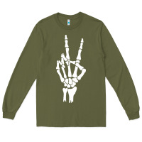 Army Green skeleton peace Long Sleeve Tee - linhVisuals