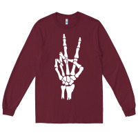 Burgundy skeleton peace Long Sleeve Tee - linhVisuals