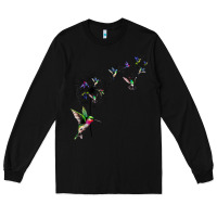 Black bird hummingbird dandelion flowers shirt for women men t shirt Long Sleeve Tee - linhVisuals