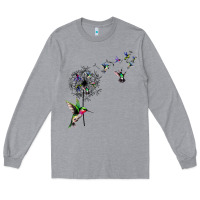 Heather Grey bird hummingbird dandelion flowers shirt for women men t shirt Long Sleeve Tee - linhVisuals