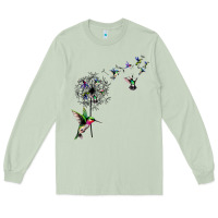 Matcha bird hummingbird dandelion flowers shirt for women men t shirt Long Sleeve Tee - linhVisuals