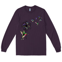 Plum bird hummingbird dandelion flowers shirt for women men t shirt Long Sleeve Tee - linhVisuals