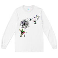 White bird hummingbird dandelion flowers shirt for women men t shirt Long Sleeve Tee - linhVisuals