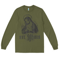 Army Green ave maria schubert latin mass blessed mother hail mary lady t shirt Long Sleeve Tee - linhVisuals
