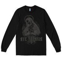 Black ave maria schubert latin mass blessed mother hail mary lady t shirt Long Sleeve Tee - linhVisuals