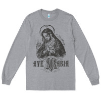 Heather Grey ave maria schubert latin mass blessed mother hail mary lady t shirt Long Sleeve Tee - linhVisuals