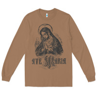 Toasted Coconut ave maria schubert latin mass blessed mother hail mary lady t shirt Long Sleeve Tee - linhVisuals