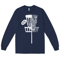 Navy christian disc golf i can do all things philippians 4 13 t shirt Long Sleeve Tee - linhVisuals