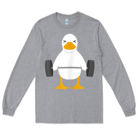 Heather Grey duck deadlift design   weight lifting gym workout tank top Long Sleeve Tee - linhVisuals