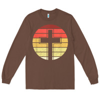 Chestnut jesus cross retro style vintage t shirt Long Sleeve Tee - linhVisuals