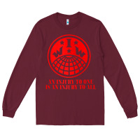 Burgundy iww injury one is injury to all front and back red zip hoodie Long Sleeve Tee - linhVisuals