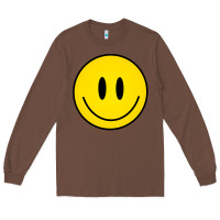 Chestnut retro happy vibe smiley face happy face graphic sweatshirt Long Sleeve Tee - linhVisuals