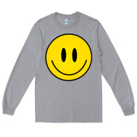 Heather Grey retro happy vibe smiley face happy face graphic sweatshirt Long Sleeve Tee - linhVisuals