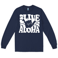 Navy vintage live aloha state hawaiian islands shaka hawaii maui pullover h Long Sleeve Tee - linhVisuals