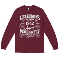 Burgundy legends were born in 1942 year of birth birthday t shirt Long Sleeve Tee - linhVisuals