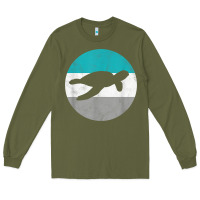 Army Green sea turtle retro gift for men or boys t shirt Long Sleeve Tee - linhVisuals