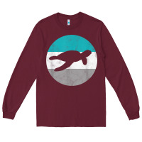 Burgundy sea turtle retro gift for men or boys t shirt Long Sleeve Tee - linhVisuals