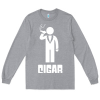 Heather Grey cigar smoker Long Sleeve Tee - linhVisuals