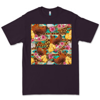 Plum chicken and chicks with flowers seamless pattern Premium Tee - FaDigitalArtStudio