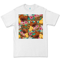 White chicken and chicks with flowers seamless pattern Premium Tee - FaDigitalArtStudio