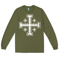 Army Green crusader cross of jerusalem knights templa Long Sleeve Tee - linhVisuals