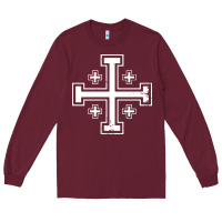 Burgundy crusader cross of jerusalem knights templa Long Sleeve Tee - linhVisuals