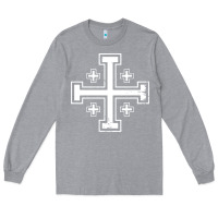 Heather Grey crusader cross of jerusalem knights templa Long Sleeve Tee - linhVisuals