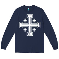 Navy crusader cross of jerusalem knights templa Long Sleeve Tee - linhVisuals