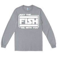 Heather Grey May The Fish Be With You Fishing3 Long Sleeve Tee - linhVisuals