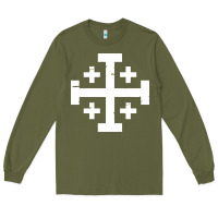 Army Green crusader cross of jerusalem Long Sleeve Tee - linhVisuals