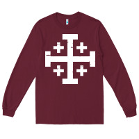 Burgundy crusader cross of jerusalem Long Sleeve Tee - linhVisuals
