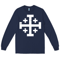 Navy crusader cross of jerusalem Long Sleeve Tee - linhVisuals